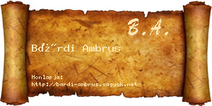 Bárdi Ambrus névjegykártya